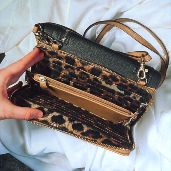 Jessica Simpson Two Tone Brown & Black Crossbody Bag Purse - Picture 4 of 7